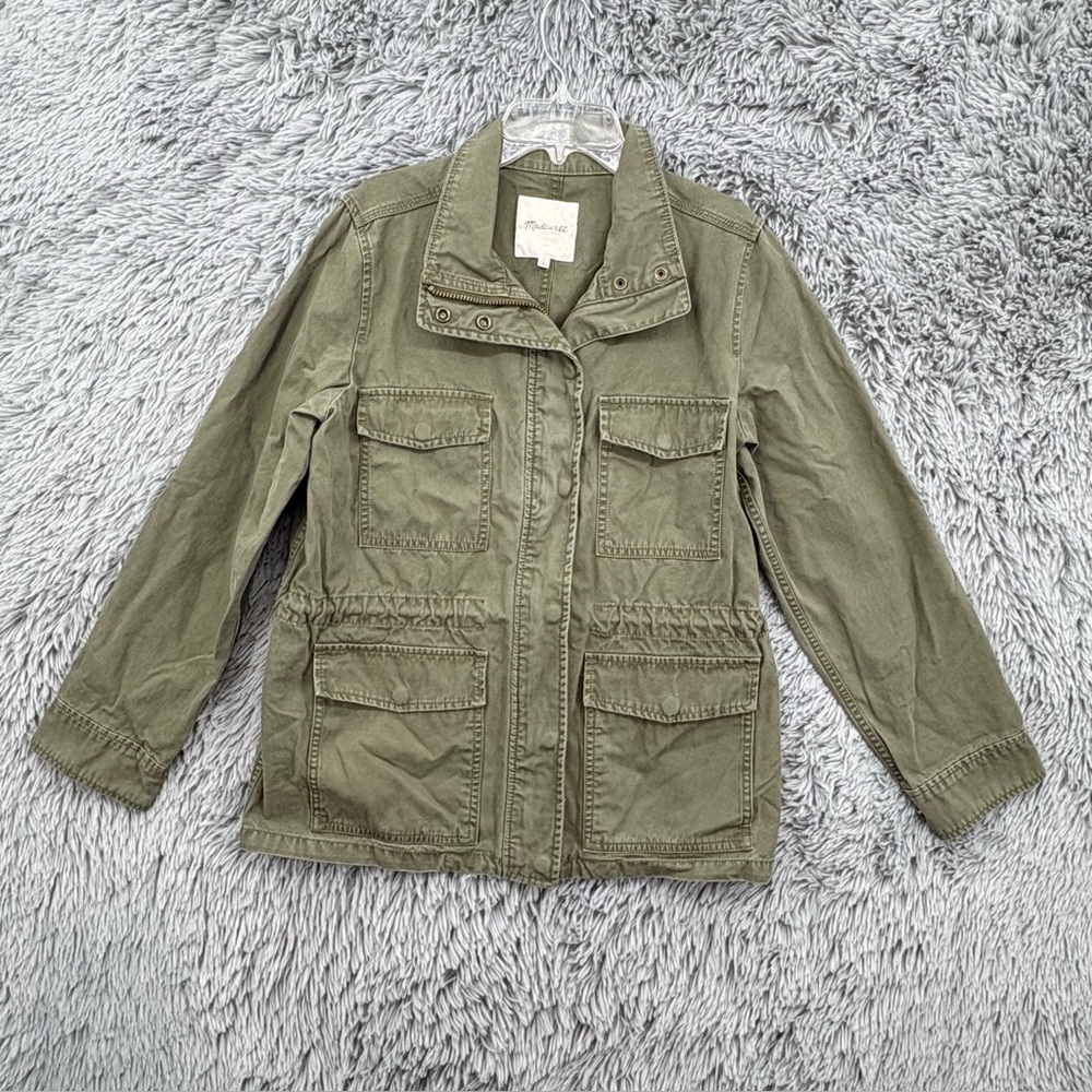 Madewell Jacket Womens Small Surplus Utility Cargo Cinch Drawstring Olive Green